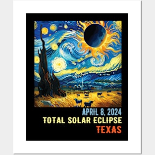 Total Solar Eclipse 2024 Texas Posters and Art